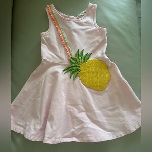 Pink Pineapple Sequin Appliqué Dress